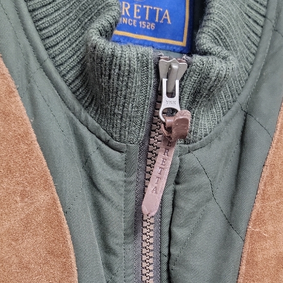 Beretta Quilted Field Jacket Olive Green Suede Trim Full Zip Size L - Picture 9 of 15